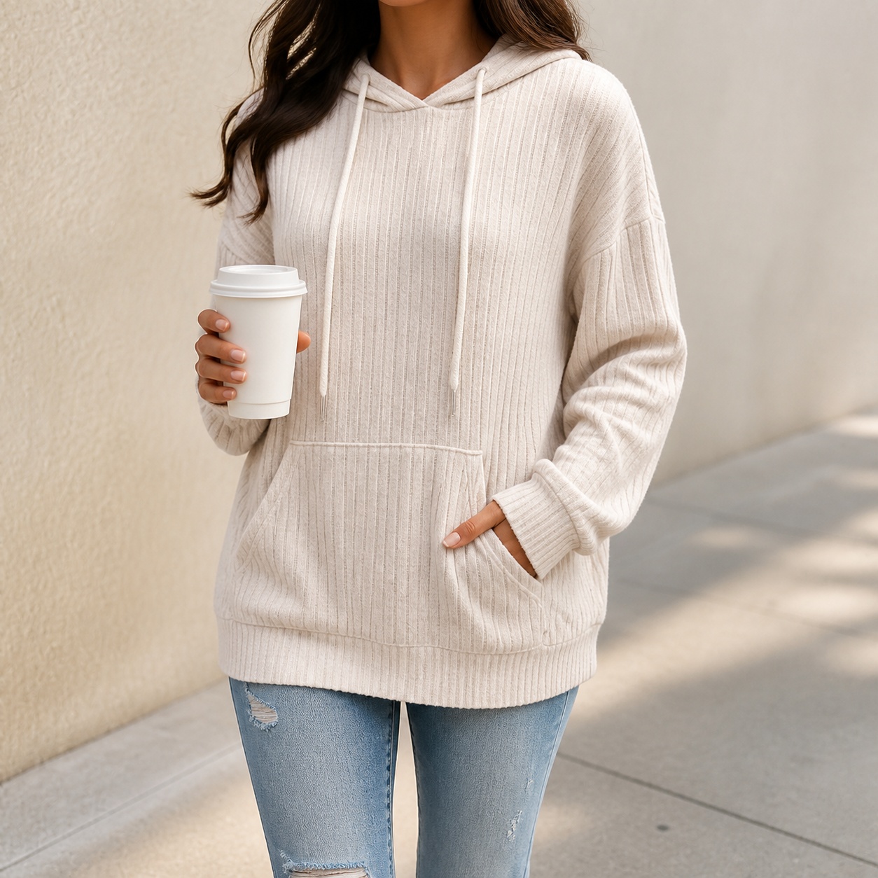 Winter Clothing Types - Dames winterkleding, losvallende hoodie met wijde