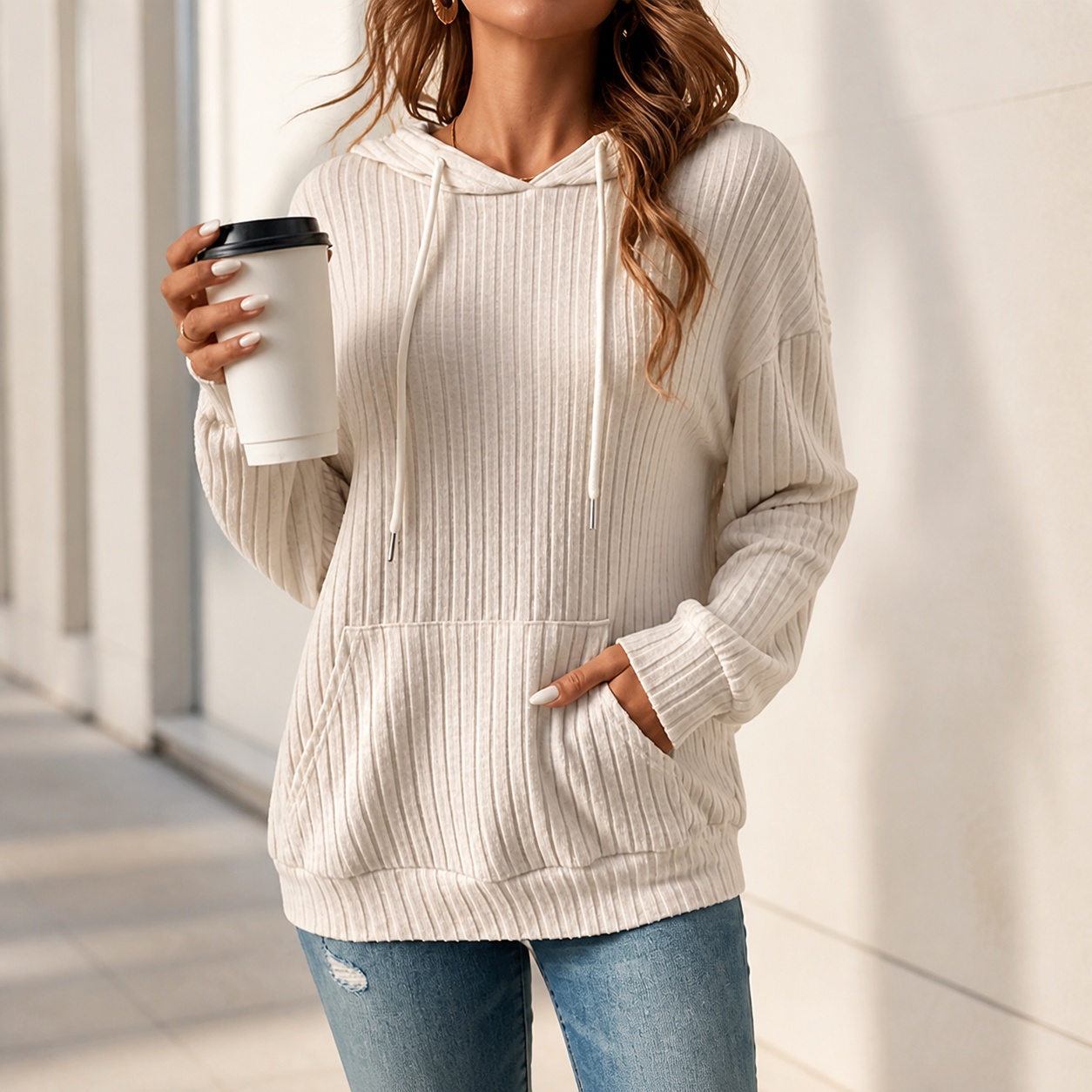 Winter Clothing Types - Dames trui met capuchon, winterkleding, wijde