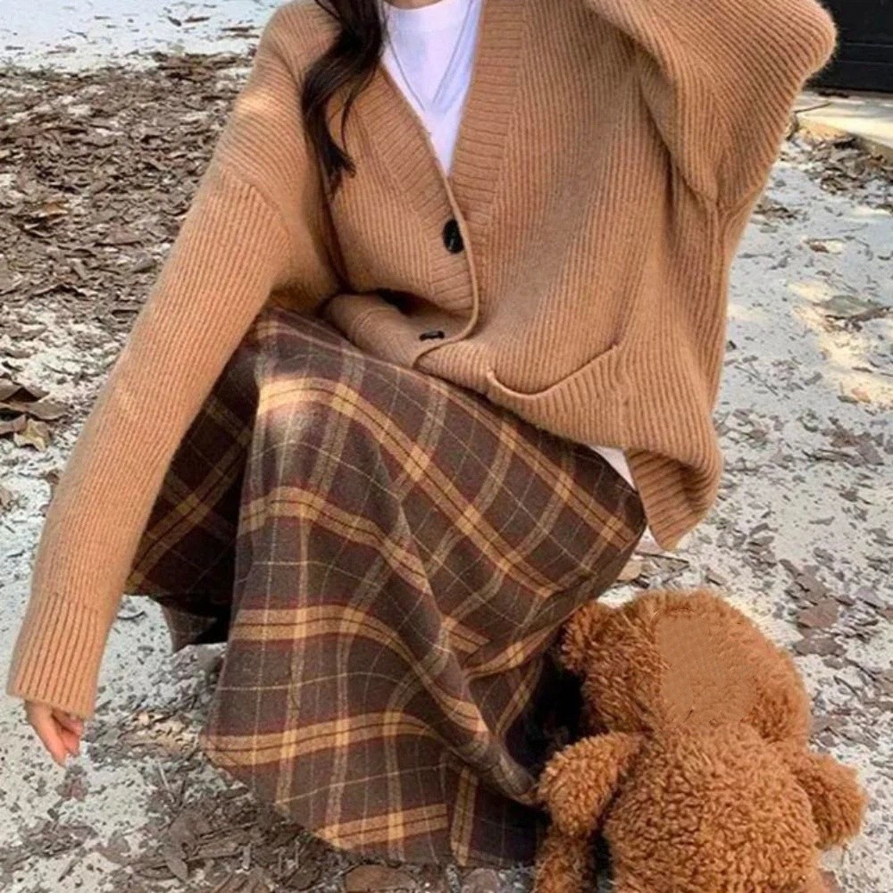 Hoge taille retro geruite rok  - Winter Clothing Aesthetic recensie en prijs