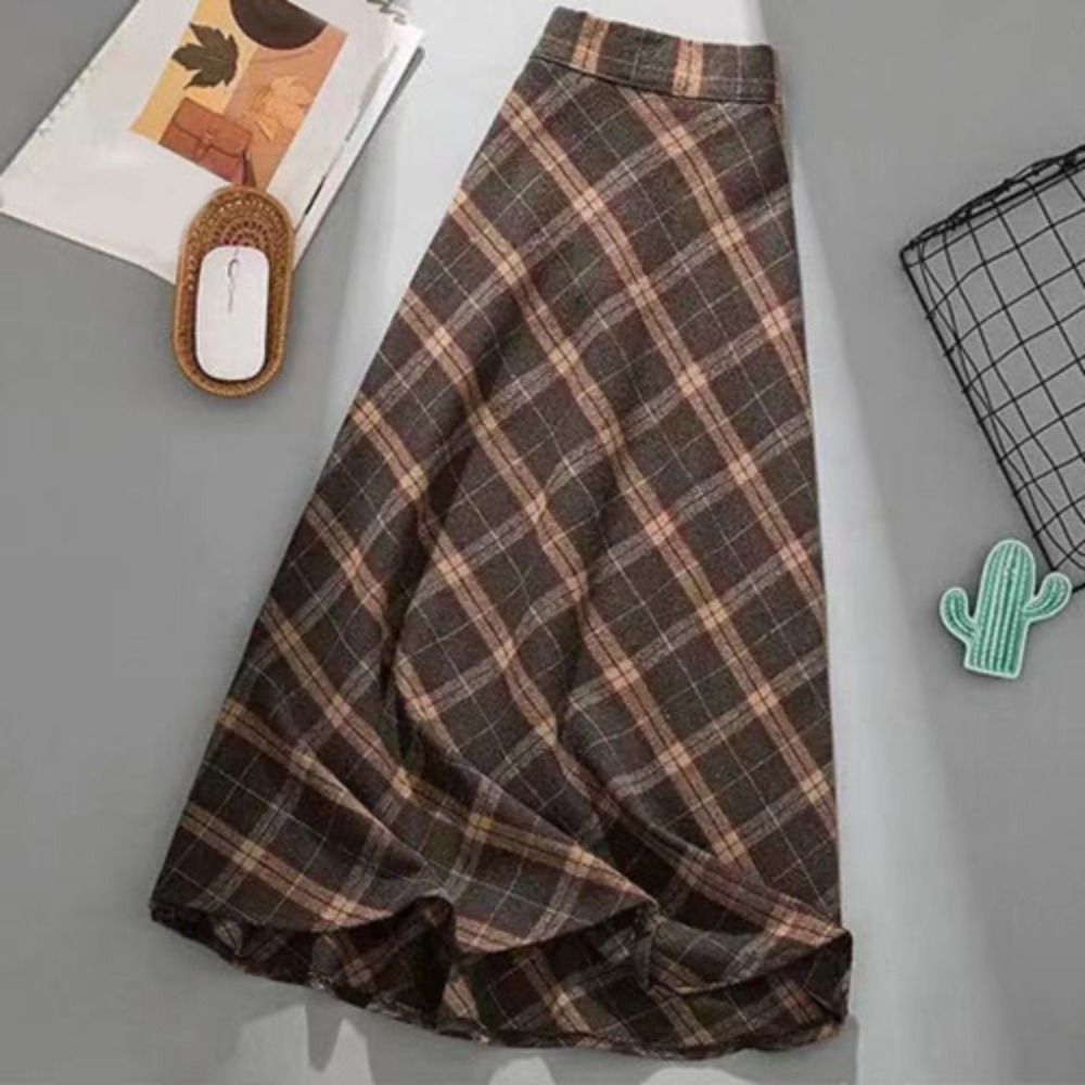 Hoge taille retro geruite rok  - Winter Clothing Aesthetic recensie en prijs